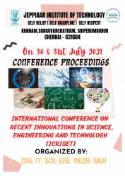 Cover for INTERNATIONAL CONFERENCE ON RECENT INNOVATIONS IN SCIENCE, ENGINEERING AND TECHNOLOGY